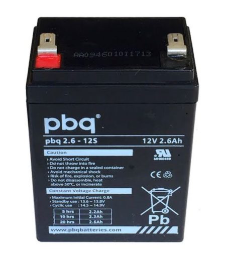 12V 2.6AH PBQ Stairlift Battery