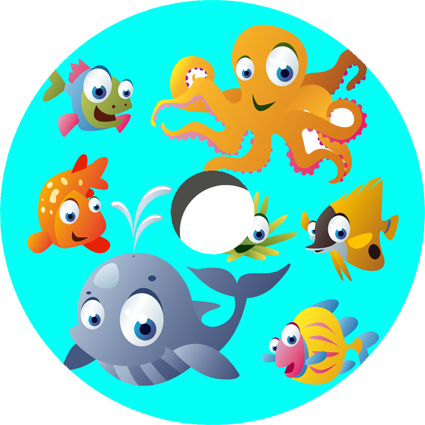 20" Cartoon Sea Creatures Decal Spoke Protector (Pair)