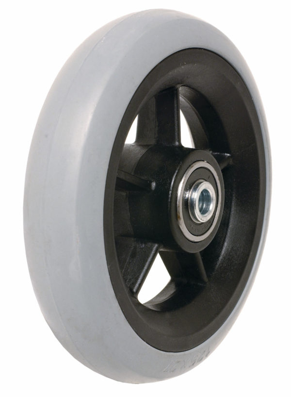 5" (125 X 32mm) Black Plastic Wheel & Grey Tyre