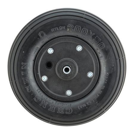 200 X 50 (8 x 2) Black Plastic Wheel & Black Infilled Rib Tyre